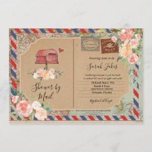 Invitación Vintage Postcard Shower por correo Baby Shower