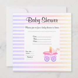 Invitación VINTAGE PRAM BABY SHOWER INVITATION banda pastel