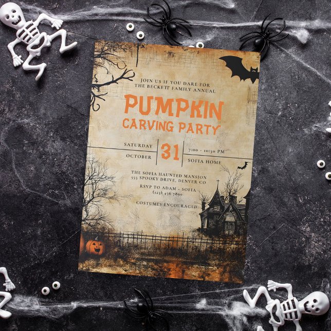 Invitación Vintage Pumpkin Carving Halloween Party (Subido por el creador)
