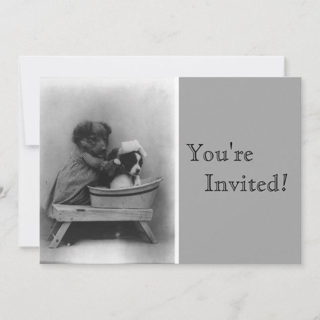 Invitación Vintage Puppies Bath Cumpleaños (Anverso)