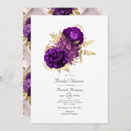 Invitación Vintage Purple and Gold Floral Bridal Shower
