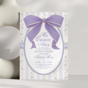 Invitación Vintage Purple Bow Quinceanera Mis Quince cumpleañ