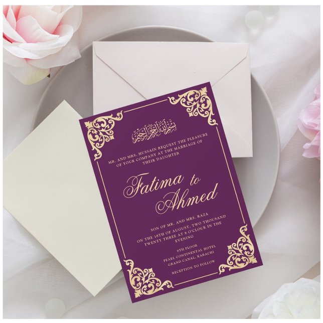 Invitación Vintage Purple Islamic Boda (Subido por el creador)