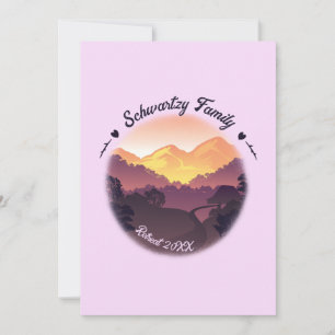 Invitación Vintage Purple Yellow Farmhouse Mountain Sunset