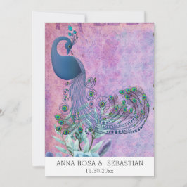 Invitación *~* Vintage QR RSVP Victorian Peacock AR24 Boda