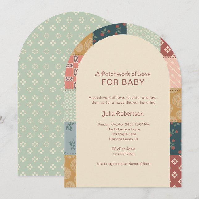 Invitación Vintage Quilt Baby Shower (Anverso / Reverso)