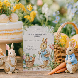 Invitación Vintage Rabbit Garden 1st Birthday