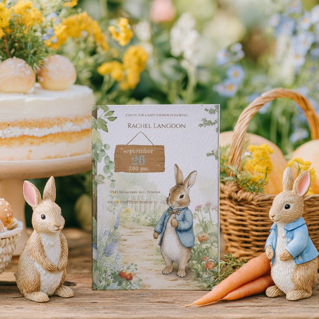Invitación Vintage Rabbit Garden Baby Shower (Subido por el creador)