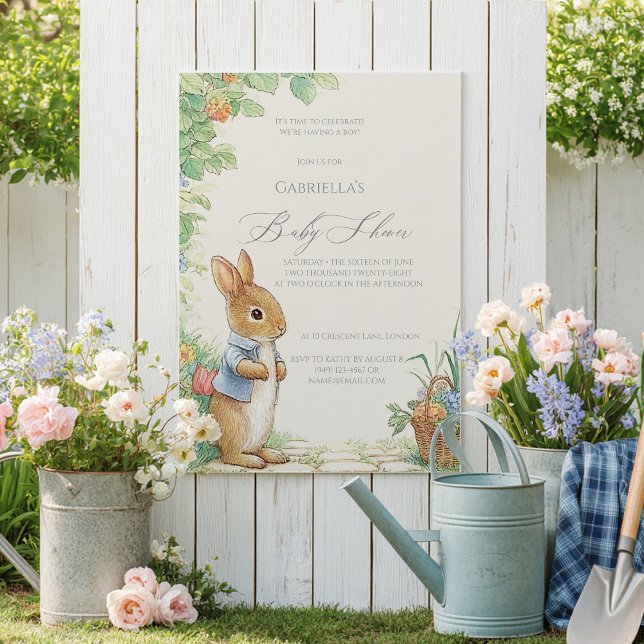 Invitación Vintage Rabbit Garden Baby Shower  (Subido por el creador)