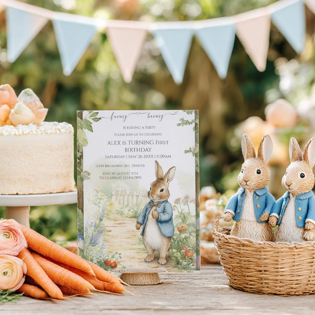 Invitación Vintage Rabbit Garden Birthday (Subido por el creador)
