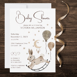 Invitación Vintage Rabbit Toy & Balloons Baby Shower