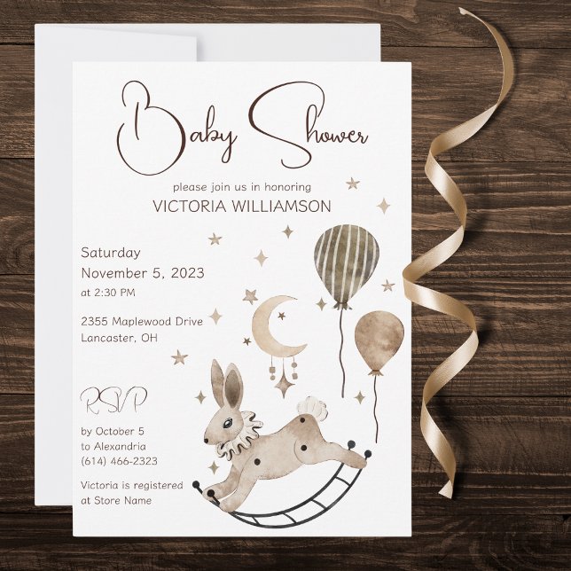 Invitación Vintage Rabbit Toy & Balloons Baby Shower (Subido por el creador)