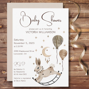 Invitación Vintage Rabbit Toy & Balloons Baby Shower