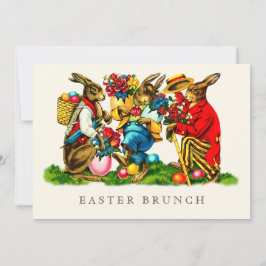 Invitación Vintage Rabbits Personalizado Brunch de Pascua