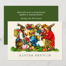 Invitación Vintage Rabbits Personalizado Brunch de Pascua
