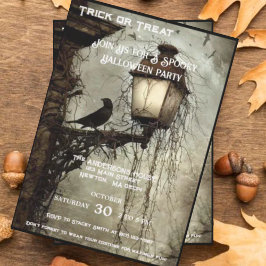 Invitación Vintage Raven en la fiesta de Halloween en Lantern