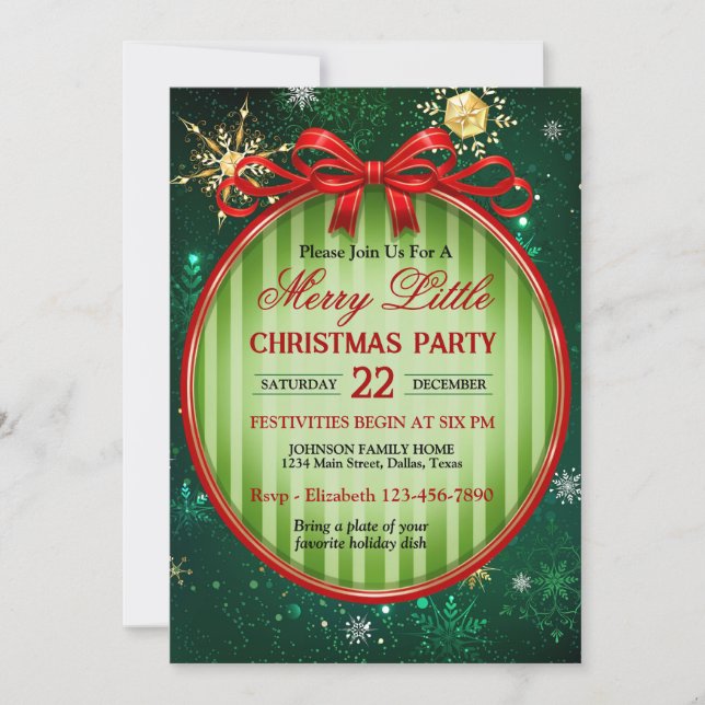 Invitación Vintage Red and Green Christmas Party (Anverso)