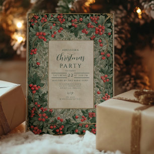 Invitación Vintage Red Berries Navidades