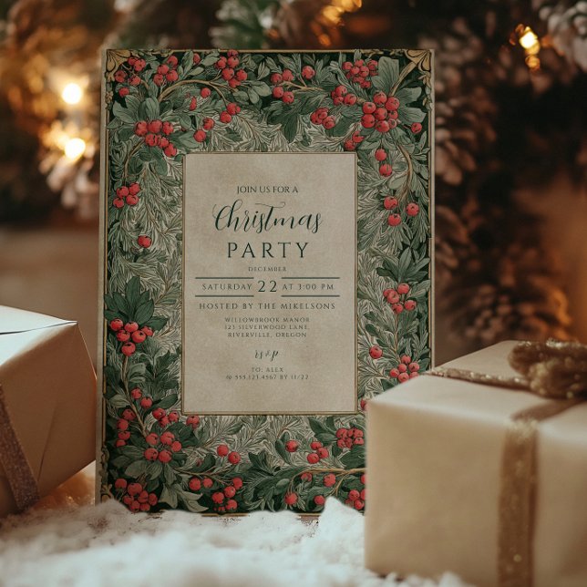 Invitación Vintage Red Berries Navidades (Subido por el creador)