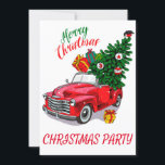 Invitación Vintage Red Car Navidades Holiday<br><div class="desc">Vintage Red Car Navidades Holiday</div>
