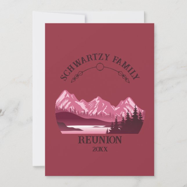 Invitación Vintage Red Mountain Lake Sunset (Anverso)