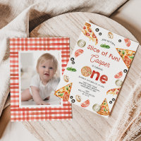 Vintage Red Photo Pizza Slice De Divertido Primer