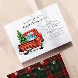 Invitación Vintage Red Truck Business Navidad Fiesta