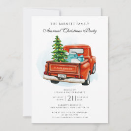 Invitación Vintage Red Truck Business Navidad Fiesta