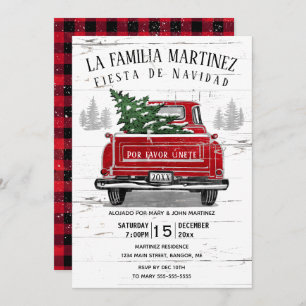 Invitación Vintage Red Truck Rustic Navidades Fiesta