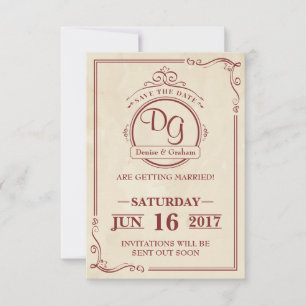 Invitación Vintage redondo Guardar la fecha