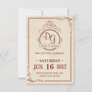 Invitación Vintage redondo Guardar la fecha
