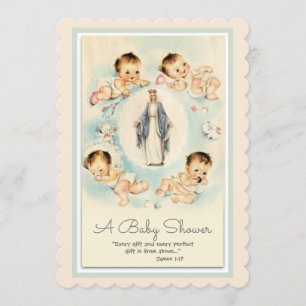 Invitación Vintage religioso católico Baby Shower