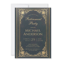 Vintage Retirement Fiesta Blue Gold Elegant Script