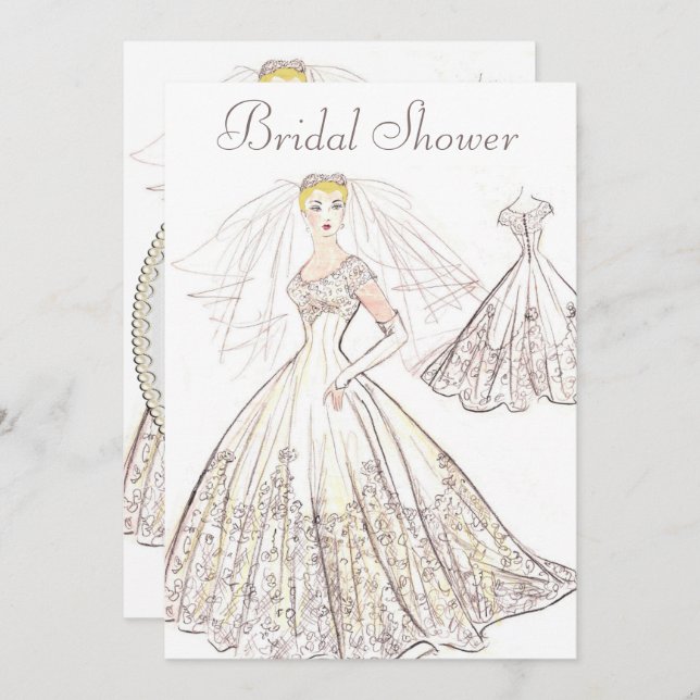 Invitación Vintage retro 1950 Novia rubia ducha (Anverso / Reverso)