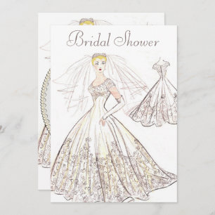 Invitación Vintage retro 1950 Novia rubia ducha