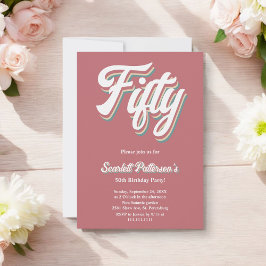 Invitación Vintage Retro 70 Groovy Único 50 cumpleaños