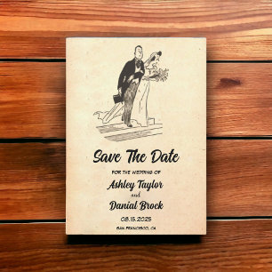 Invitación Vintage Retro Ancient Rustic Wedding Save the Date