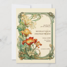 Invitación Vintage Retro Art Nouveau Botánico Save the Date
