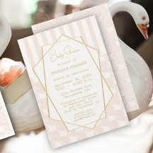 Vintage Retro Baby Girl Swan Baby Shower rosa