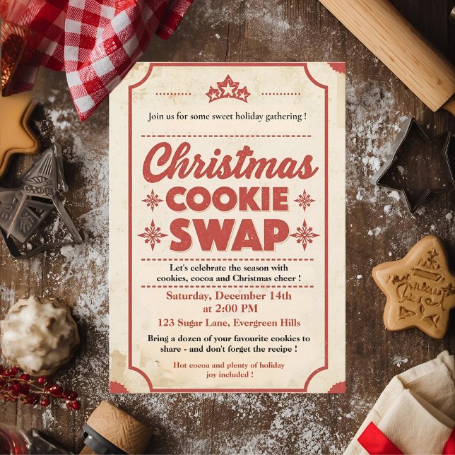 Invitación Vintage Retro Christmas Cookie Swap  (Subido por el creador)