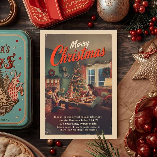 Invitación Vintage Retro Christmas Party (Subido por el creador)
