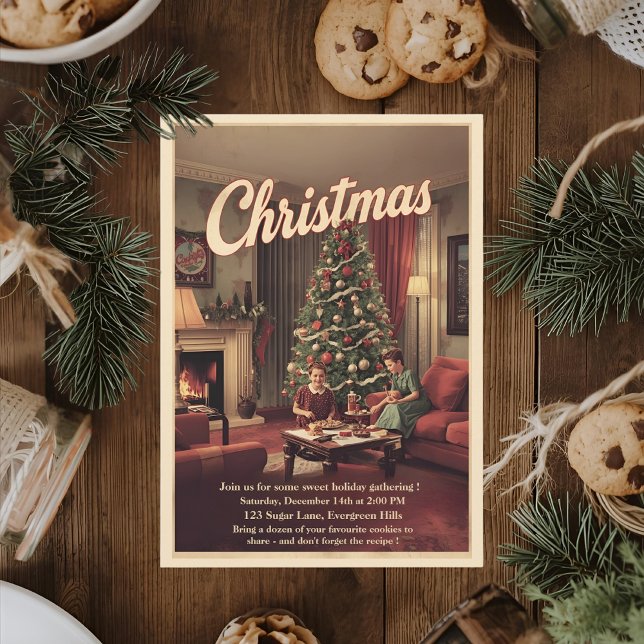 Invitación Vintage Retro Christmas Party  (Subido por el creador)
