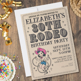 Invitación Vintage Retro Cowgirl 30 años Fiesta