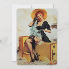 Invitación Vintage Retro Elvgren Viajero Pinup chica Pin arri