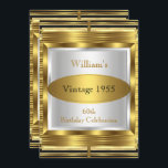 Invitación Vintage Retro Gatsby Deco 60th Birthday Party<br><div class="desc">Fiesta de cumpleaños número 60 masculino. El retro vintage Gatsby Deco Gold Cream White Silver para todas las edades sólo cambia la edad. Plata crema de oro, Vintage 1955, Art Decó y vintage. Elegante hombre de hombre, elegante masculino con clase Todas las ocasiones Fiesta cumpleaños invita a la plantilla 18,...</div>
