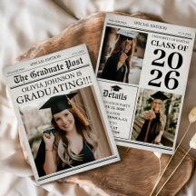 Vintage Retro Newspaper 3 Photos Graduation
