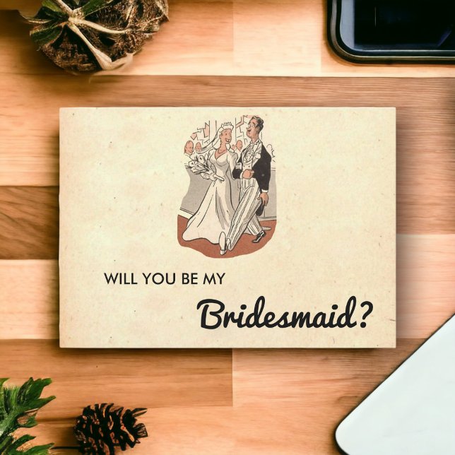 Invitación Vintage Retro Old Classic Couple Bridesmaid Card (Subido por el creador)