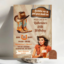 Vintage Retro Pin Up Cowgirls Adultos Cumpleaños