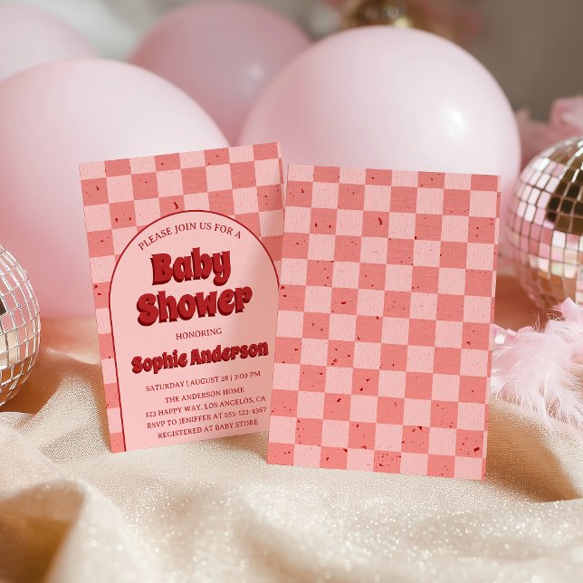 Invitación Vintage Retro Red Pattern Baby Shower (Subido por el creador)
