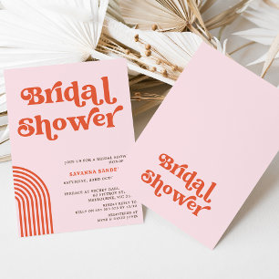 Invitación Vintage Retro Red Pink Bridal Shower